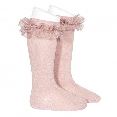 Calceta Tul Fruncido Rosa Palo Cóndor